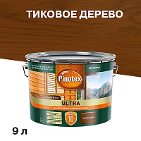 Антисептик Pinotex/Omnitex Ultra декоративный для дерева тиковое дерево 9 л