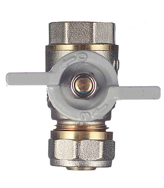 Кран шаровой латунный СТМ 16 обж(ц) х 1/2 ВР(г) для металлопластиковых труб бабочка прямой