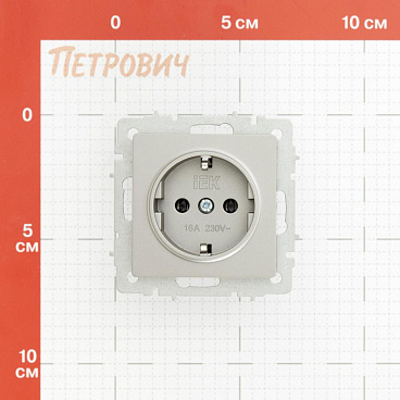 Розетка IEK Brite РС11-1-0-БрС встраиваемая сталь с заземлением (BR-R11-16-K46)