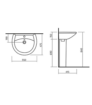 Пьедестал Sanita Аттика 690 мм белый (ATCSAPD01)
