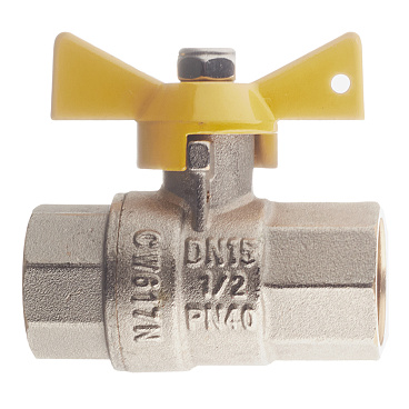 Кран шаровой газовый Valtec 1/2 ВР(г) х 1/2 ВР(г) бабочка (VT.277.N.04)