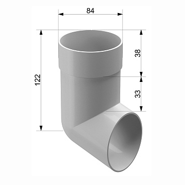 Колено стока пластиковое d80 мм Docke Standard пломбир RAL 9003