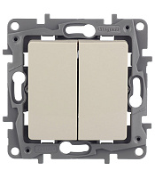 Выключатель Legrand Etika двухклавишный встраиваемый слоновая кость (672302)