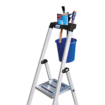 Стремянка алюминиевая 5 ступеней 80 мм с лотком-органайзером 1,05 м Krause Safety