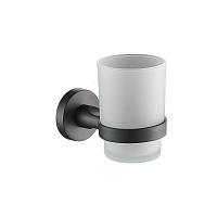 Стакан для ванной Zenfort 20584 с держателем стекло матовый/металл черный (102042)