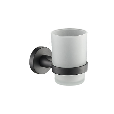 Стакан для ванной Zenfort 20584 с держателем стекло матовый/металл черный (102042)