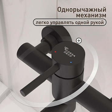 Смеситель для ванны Сorsa Deco NS черный однорычажный с коротким изливом с лейкой (FBTNS1B)