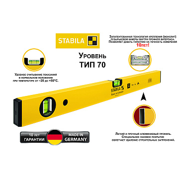 Уровень STABILA 70 40 см 2 глазка