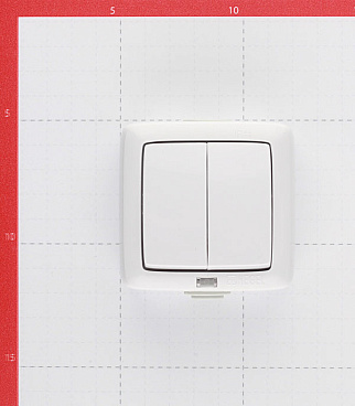 Выключатель Hegel Alfa двухклавишный накладной белый с подсветкой (ВА10-252)