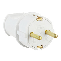 Вилка прямая с заземлением 16 А 250 В Duwi белая (30465 4)