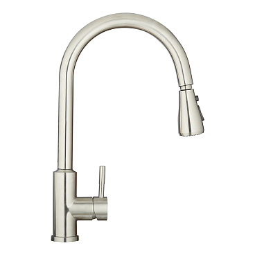 Смеситель для кухни Esko Kitchen сатин с высоким изливом с вытяжной лейкой однорычажный (TSS 519)