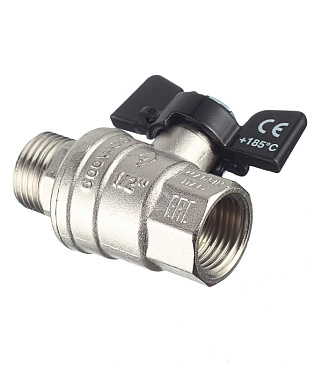 Кран шаровой латунный Bugatti 1/2 ВР(г) х 1/2 НР(ш) бабочка прямой (03070176)