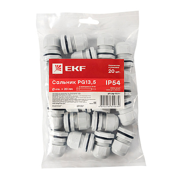 Сальник EKF PROxima PG 13,5 для кабеля диаметром 6-12 мм IP54 пластиковый серый (20 шт.) (plc-pg-13.5-r)
