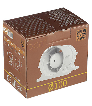 Вентилятор канальный осевой DiCiTi Pro d100 мм белый