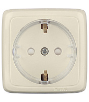 Розетка Hegel Alfa накладная слоновая кость тонкая со шторками (РА16-174-01)