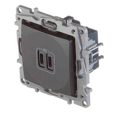 Розетка USB Legrand Etika встраиваемая антрацит 2хUSB Type-C (672635)