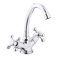 Смеситель для раковины Milardo Duplex двухвентильный с поворотным изливом хром (DUPSB00M01)