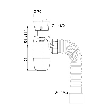 Сифон для мойки Wirquin Neo Air System 1 1/2х40 мм с выпуском d70 мм с соединением 40/50 мм (30987083)