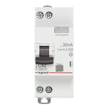 Автомат дифференциальный Legrand RX3 40А 1P+N тип AC 30 мА 6 кА (419403)