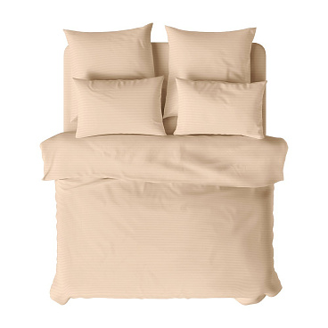 Комплект постельного белья Евро страйп-сатин Verossa Stripe бежевый с простыней 220х240 см
