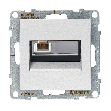 Розетка телефонная Legrand Suno встраиваемая алюминий RJ11 (721361)