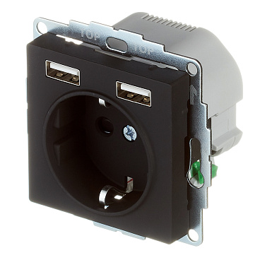 Розетка Systeme Electric AtlasDesign встраиваемая карбон 2хUSB-А (ATN001030)