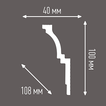 Плинтус потолочный из пенополистирола 40х100х2000 мм под натяжной потолок Плинтэкс J40/100