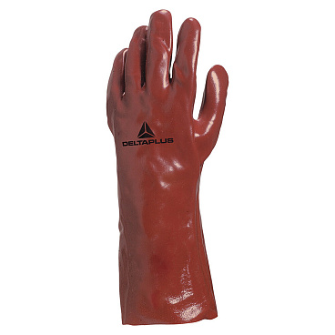 Перчатки х/б кислотоустойчивые с ПВХ покрытием водонепроницаемые Delta Plus PVC7335 красные 10 (XL) (PVC733510)