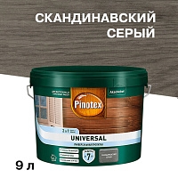 Антисептик Pinotex/Omnitex Universal 2 в 1 декоративный для дерева скандинавский серый 9 л