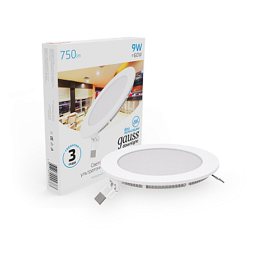 Светильник встраиваемый светодиодный белый 9 Вт 6500К IP20 Gauss Slim ДВО (939111309)