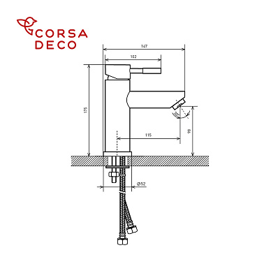 Смеситель для раковины Corsa Deco AS однорычажный сталь (FBAS)