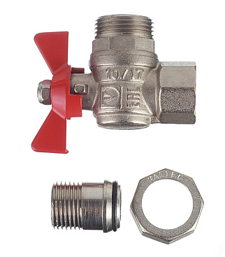 Кран шаровой латунный Valtec Base 1/2 ВР(г) х 1/2 НР(ш) бабочка с полусгоном угловой (VT.228.N.04)