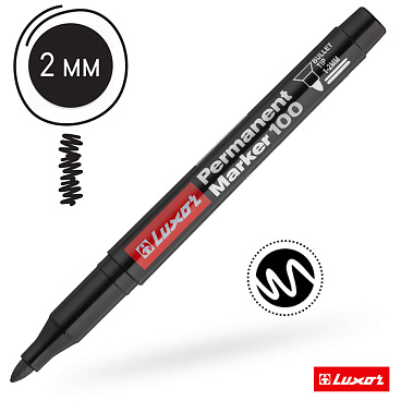 Маркер перманентный Luxor 100 черный грифель 1-2 мм
