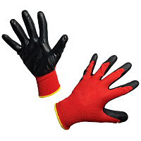 Перчатки полиэстеровые с нитриловым обливом черно-красные 10 (XL)