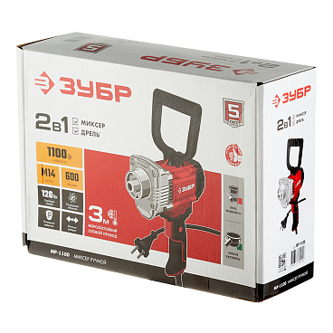 Дрель-миксер электрическая Зубр МР-1100 1100 Вт