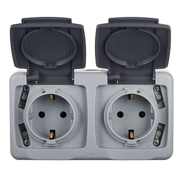 Розетка Makel накладная серая с крышкой (36064206)