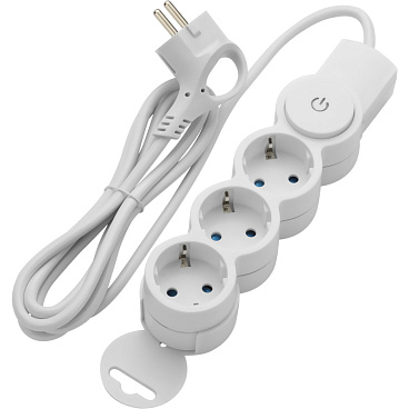 Удлинитель Düwi 3 розетки 2 м ПВС 3х0,75 кв.мм 10 А 2,2 кВт с кнопкой белый (32007 6)