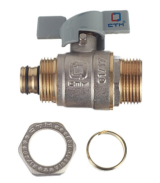 Кран шаровой латунный 20 обж(ц) х 3/4 НР(ш) для металлопластиковых труб бабочка прямой