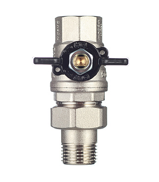 Кран шаровой латунный Bugatti 1/2 ВР(г) х 1/2 НР(ш) бабочка с полусгоном прямой (3220088)