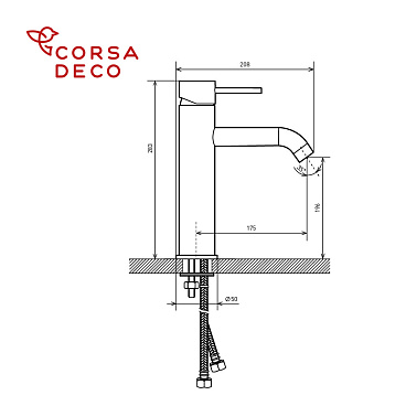 Смеситель для раковины высокий Corsa Deco NS однорычажный черный (FBNSLB)