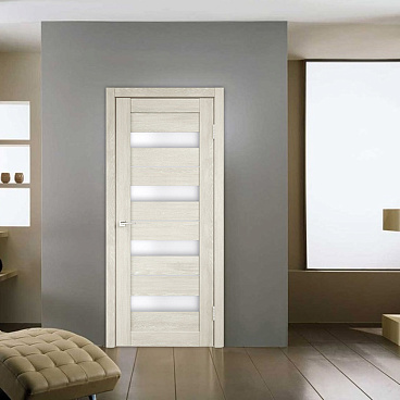 Дверь межкомнатная Бавария 02 700х2000 мм ПВХ дуб шале капучино со стеклом с замком