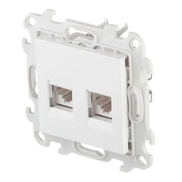 Розетка компьютерная Simon 24 Harmonie встраиваемая белая 2хRJ45 (2450593-030)