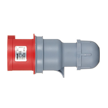 Вилка силовая прямая переносная Dekraft ВП-103 с заземлением 3P+PE 3 фазы 32 А 380 В IP44 красная (26103DEK)