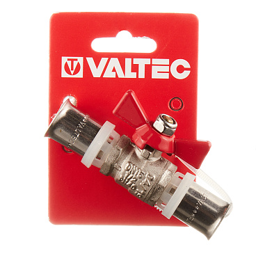 Кран шаровой латунный Valtec 16(пресс) х 16(пресс) для металлопластиковых труб бабочка прямой (VT.243.N.1616)