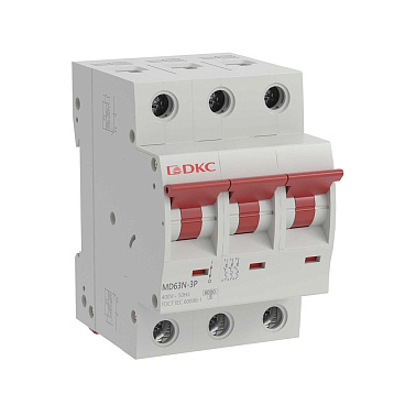 Автоматический выключатель модульный DKC Yon Max MD63N 3P 25А тип C 6 кА 400 В (MD63N-3PC25)