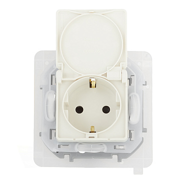 Розетка Legrand Inspiria встраиваемая слоновая кость со шторками с крышкой (673741)