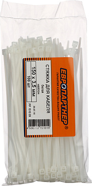Стяжка кабельная Европартнер 150х3,5 мм нейлонoвая белая (100 шт.)