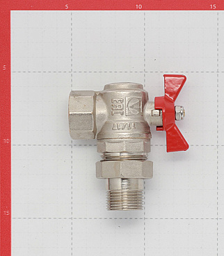 Кран шаровой латунный Valtec Base 3/4 ВР(г) х 3/4 НР(ш) бабочка с полусгоном угловой (VT.228.N.05)