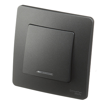 Выключатель Systeme Electric Blanca одноклавишный встраиваемый антрацит с подсветкой (BLNVS010116)