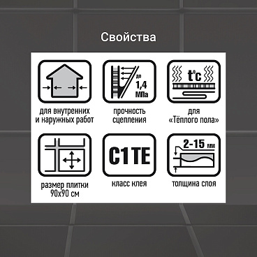 Клей для плитки/ керамогранита/ камня Unis Плюс класс C1 TE 5 кг